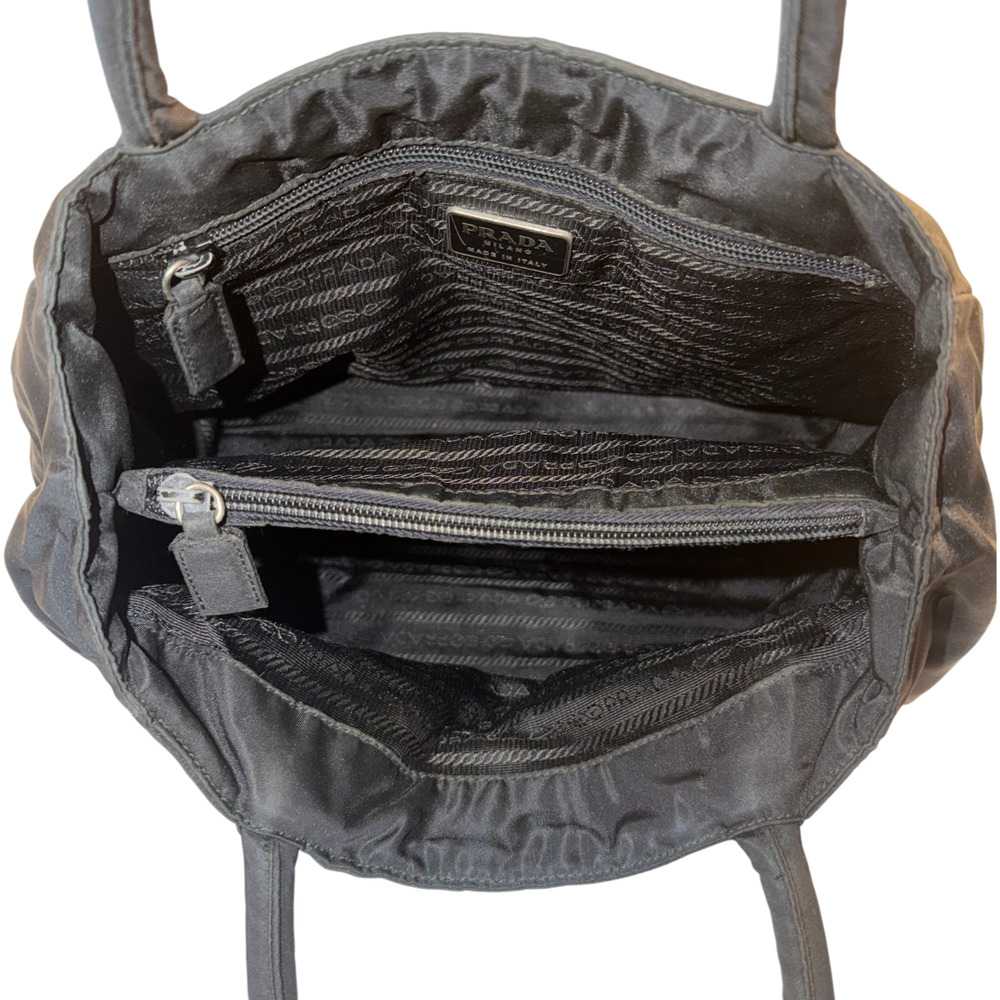 Prada Black Nylon Top Handle Tote Multi-Pocket Zipper Storage Silver Hardware - Picture 8 of 15